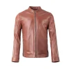 Morton Contrast Stripe Stand Collar Biker Leather Jacket