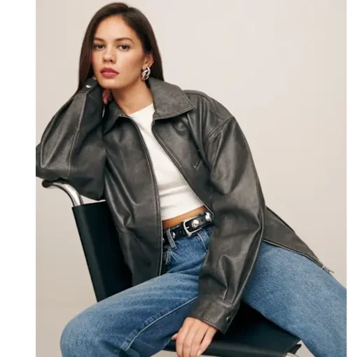 Quince Leather Oversized Bomber Jacket