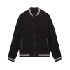 Reiss Navy Banridge Suede Stripe-Trim Bomber Jacket
