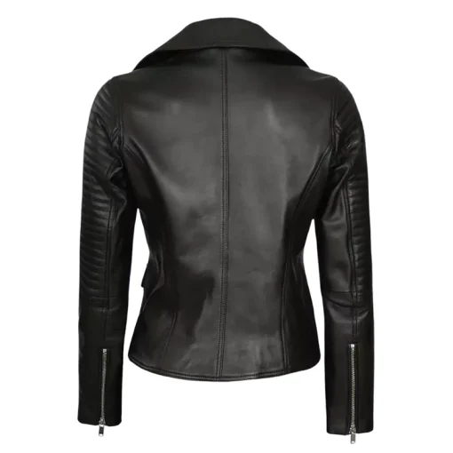 Womens Slim Fit Asymmetrical Leather Jacket