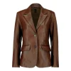 Women’s Fitted Two Button Leather Blazer