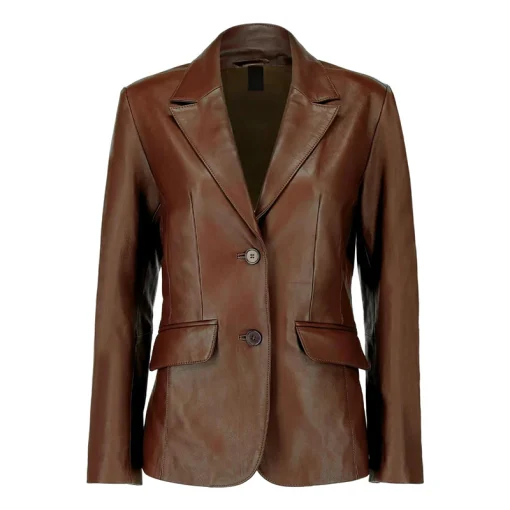 Women’s Fitted Two Button Leather Blazer