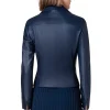 Blue Leather Jacket for Women