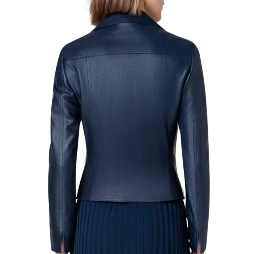 Blue Leather Jacket for Women
