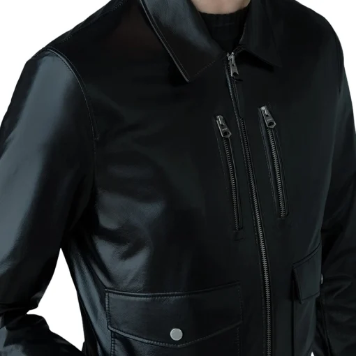 Fitted Men’s Black Leather Jacket