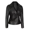 Womens Cropped Asymmetrical Leather Jacket
