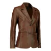 Women’s Dark Brown Leather Blazer Coat