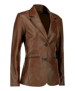 Women’s Dark Brown Leather Blazer Coat