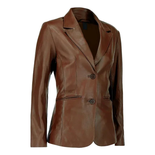 Women’s Dark Brown Leather Blazer Coat