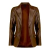 Women’s Two Button Dark Brown Leather Blazer