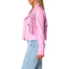 Genuine Leather Pink Fringe Jacket