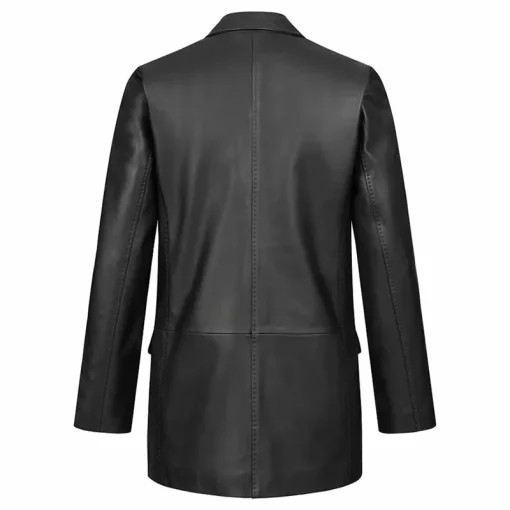 Classic Black Leather Blazer For Women