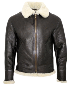 Men’s Shearling Lined Brown Leather Aviator Jacket