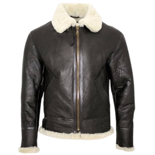 Men’s Shearling Lined Brown Leather Aviator Jacket