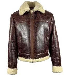 Vintage Brown Shearling Aviator Jacket