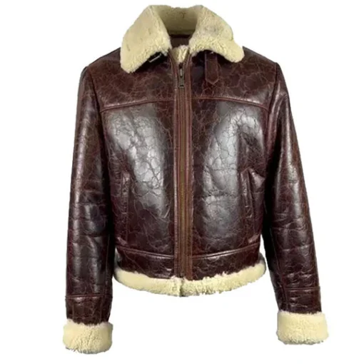 Vintage Brown Shearling Aviator Jacket