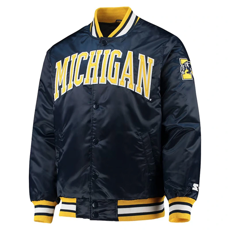 1980s Michigan Wolverines Starter Satin Varsity Jacket - Image 2