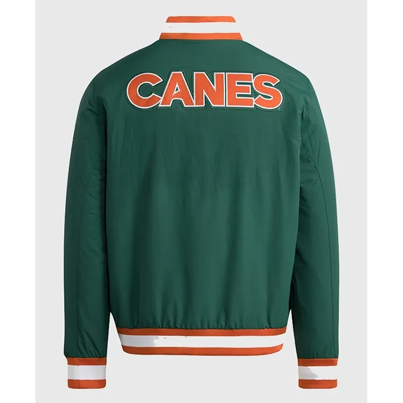 Adidas Miami Hurricanes Dugout Green Jacket - Image 2