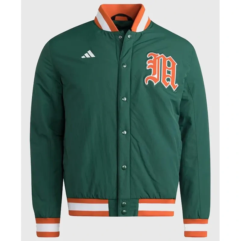 Adidas Miami Hurricanes Dugout Green Jacket