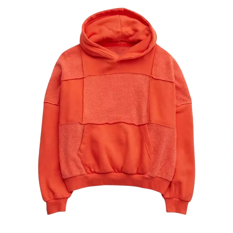 Aerie Sherpa Patchwork Orange Hoodie
