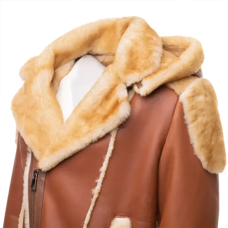 Aleks Shearling Leather Biker Jacket - Image 4