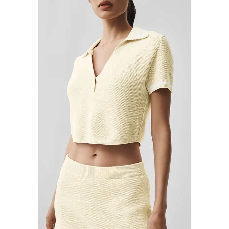 Alo Tennis Club Sweater Knit Cropped Polo - Image 2