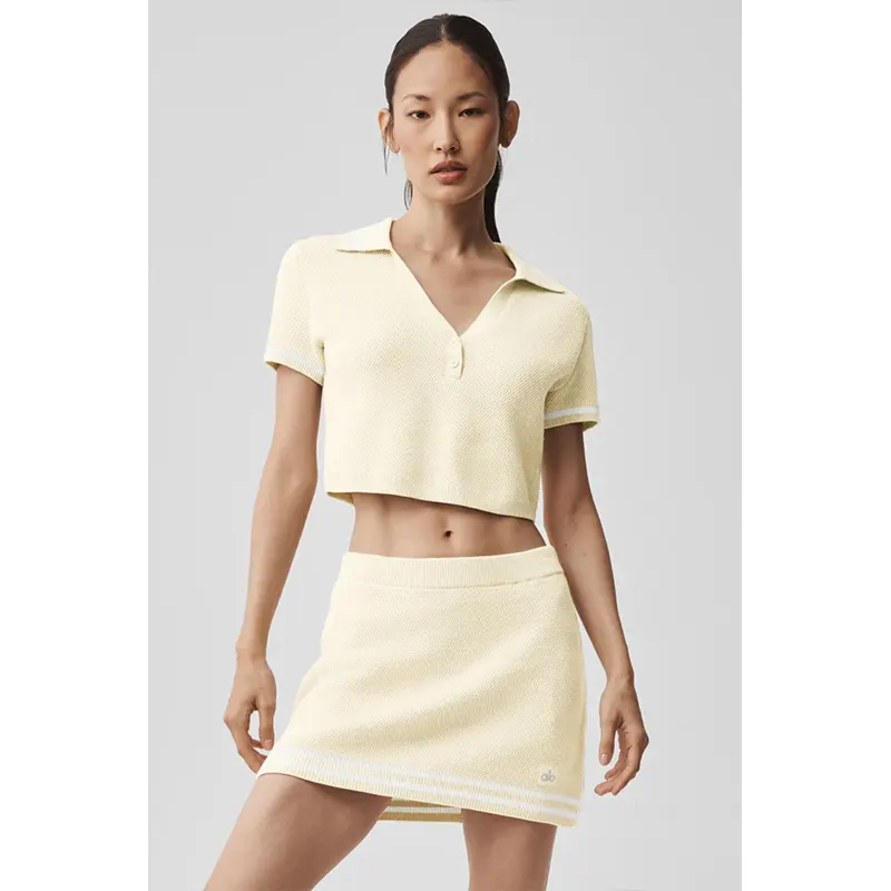 Alo Tennis Club Sweater Knit Cropped Polo