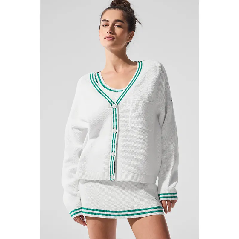 Alo Yoga Alo Tennis Club Sweater Knit Cardigan Top