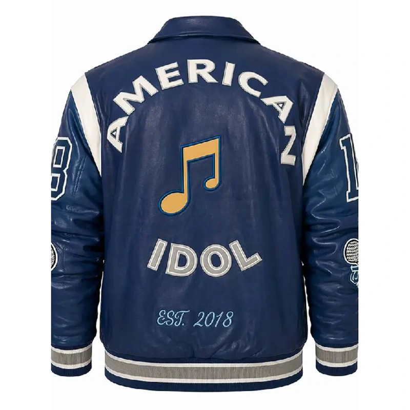 American Idol S24 Lionel Richie Blue Leather Varsity Jacket - Image 2