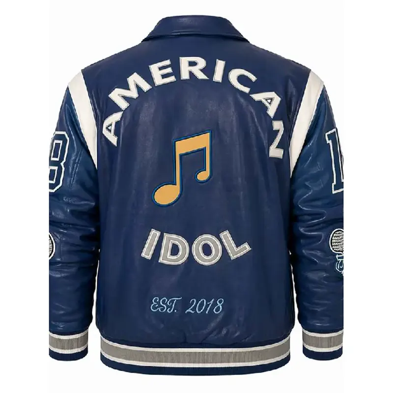 American Idol S24 Lionel Richie Blue Leather Varsity Jacket - Image 2