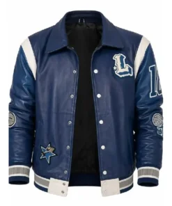 American Idol S24 Lionel Richie Blue Leather Varsity Jacket