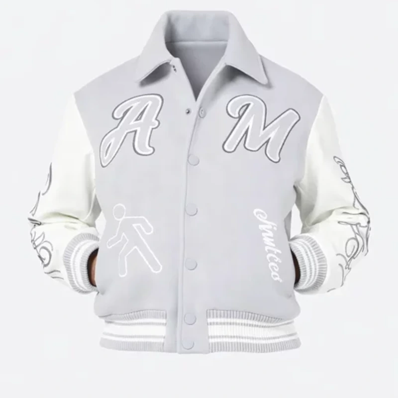 Amicci Grey & White Varsity Jacket