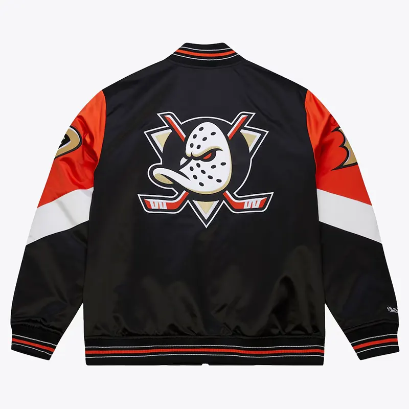 Anaheim Ducks Mitchell & Ness Throw It Back Heavyweight Satin Jacket - Image 2