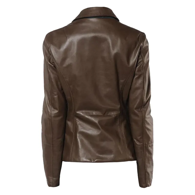Aveline Women’s Brown Leather Blazer - Image 2