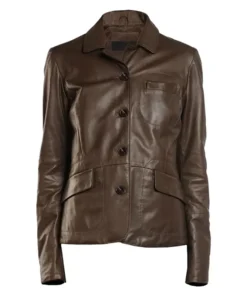 Aveline Women’s Brown Leather Blazer