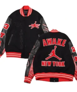 Awake NY x Jordan Letterman Black & Red Jacket