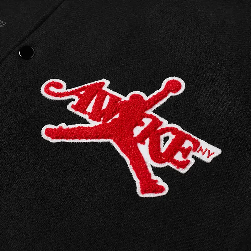 Awake NY x Jordan Letterman Black & Red Jacket - Image 3