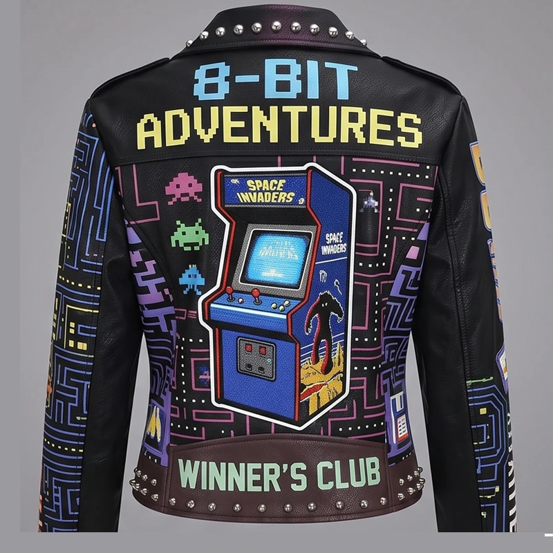 Women’s Arcade Hero Studded Leather Moto Jacket - Image 3