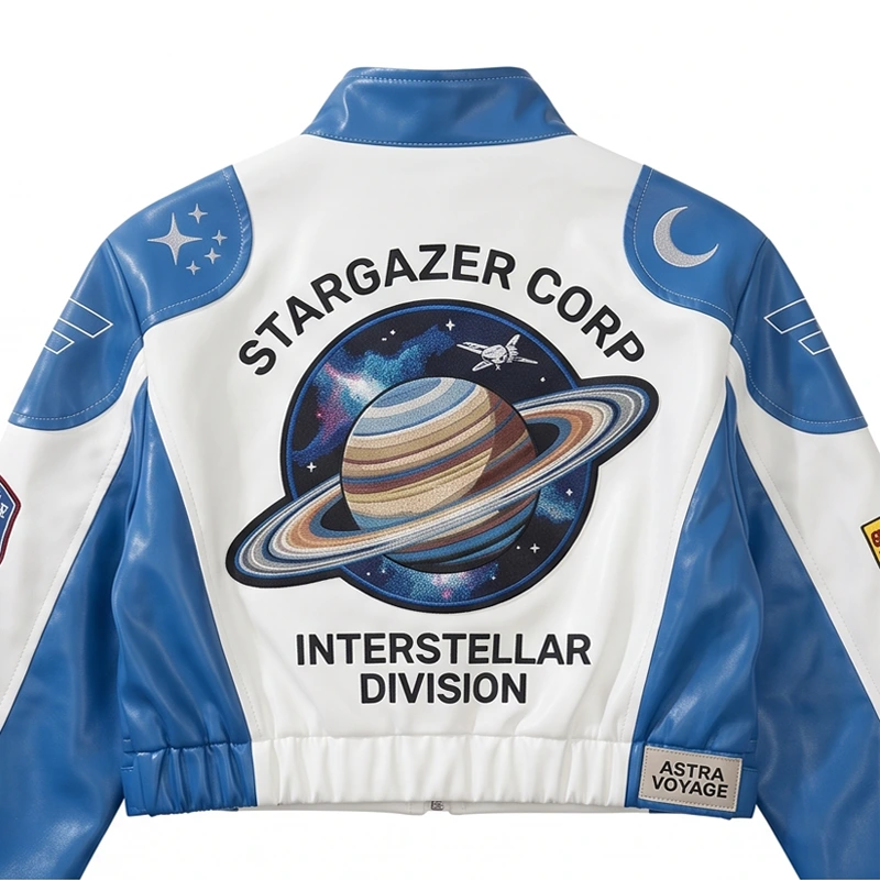Women’s Astra Voyager Celestial Cropped Leather Jacket - Image 3