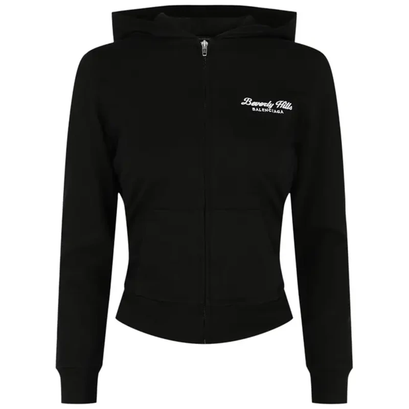 Balenciaga Cropped Knotted Zip Up Hoodie