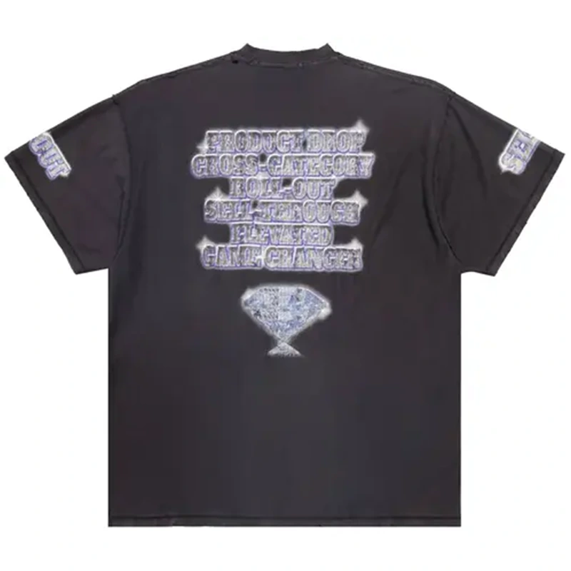 Balenciaga Letter Print Distressed Oversized T-Shirt - Image 2