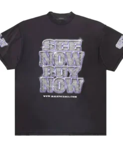 Balenciaga Letter Print Distressed Oversized T-Shirt