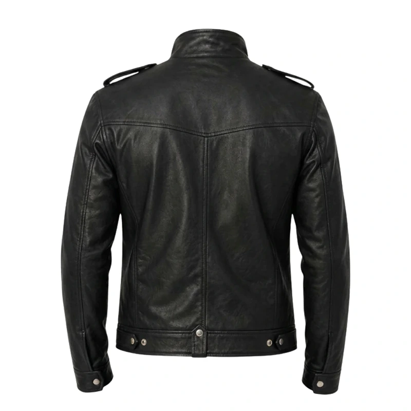 Biker Black Men’s Designer Leather Jacket - Image 2