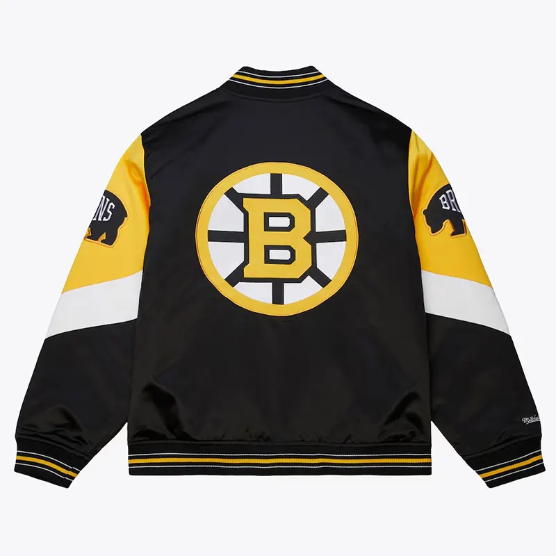 Boston Bruins Mitchell & Ness Throw It Back Heavyweight Satin Jacket - Image 2