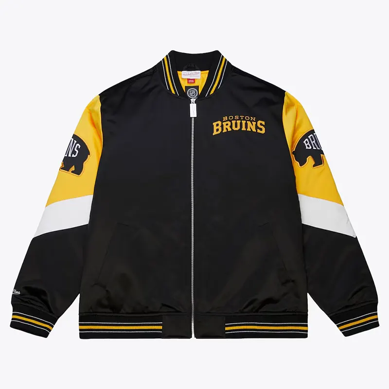 Boston Bruins Mitchell & Ness Throw It Back Heavyweight Satin Jacket