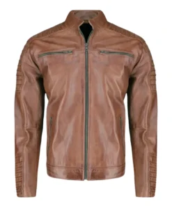 Cafe Racer Distressed Jacket with Piping