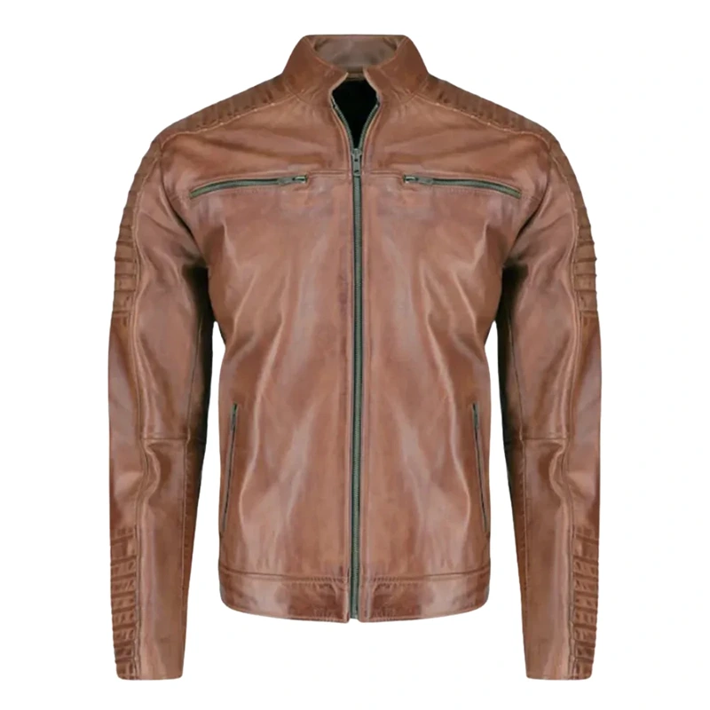 Cafe Racer Distressed Jacket with Piping