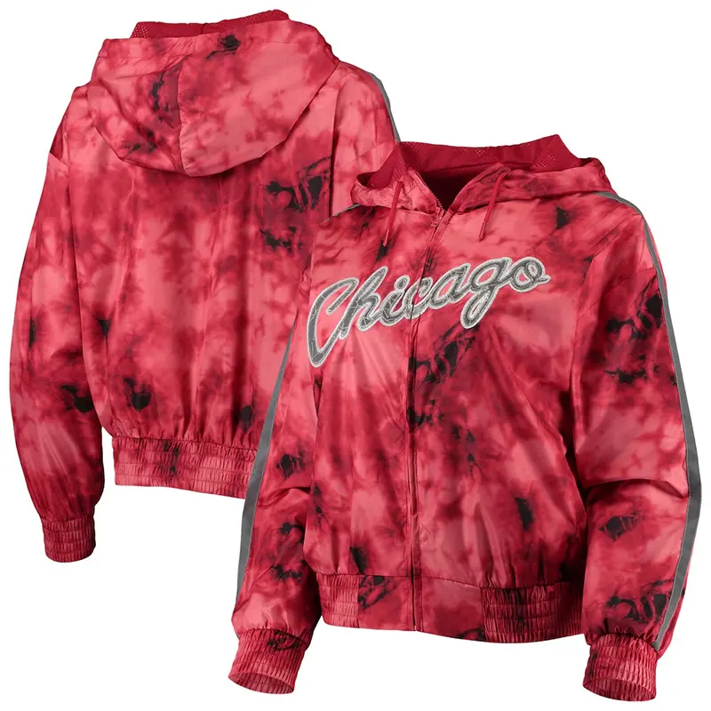 Chicago Bulls Mitchell & Ness Womens Galaxy Sublimated Windbreaker Hoodie