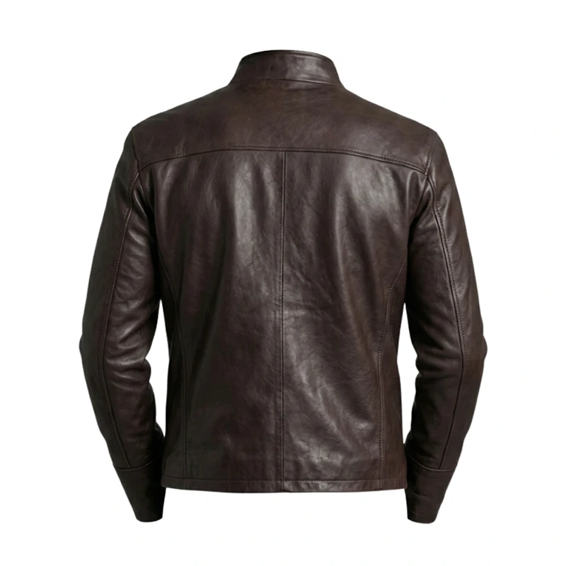 Chocolate Brown Leather Jacket Men - Image 2