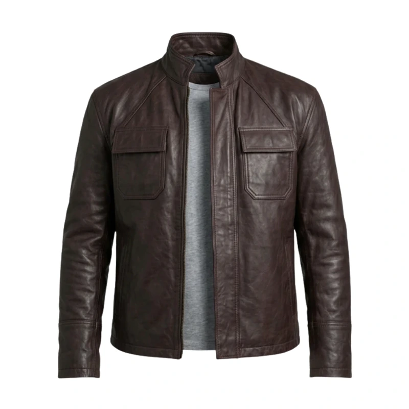 Chocolate Brown Leather Jacket Men